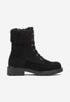 Botine negre tip bocanc cu blană decorativă Furadda