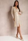 Rochie Midi Aurie cu Paiete cu Decolteu Petrecut Junicca