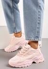 Różowe Sneakersy na Niskiej Platformie z Ozdobnymi Wstawkami na Cholewce Amrogia
