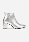 Botine Argintii Metalice cu Toc Mic Serapana