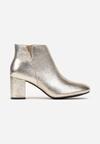 Botine Aurii Metalice cu Toc Bloc Serpentină
