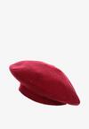 Bordowa Czapka Beret w Naszywki w Cyrkonie Nlaria