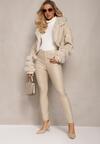 Bej Pantaloni Conici Push Up Imitatie Piele Lindrela