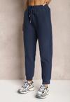 Pantaloni Tricotati Bleumarin cu Elastic în Talie Matrila