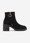 Botine negre cu toc înalt și fermoar decorativ Anoril