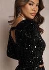 Bluză elegantă neagră din velur cu paiete strălucitoare Winitta