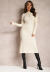Rochie-pulover crem cloș midi cu lână Warista
