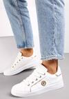Sneakerși Alb-Aurii din Imitatie de Piele cu Petic și Cusături Decorative Variantia