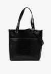 Geantă mare neagră Shopper de umăr cu model Jelin