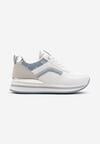 Sneakers Albi-Bleu din Piele Ecologică cu Inserții Sclipitoare și Șiret Jelise