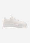 Sneakers albi din piele ecologică pe talpă groasă cu șiret Serizia