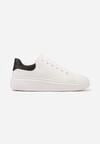 Sneakers Alb-Negru din Piele Ecologică pe Talpă Groasă cu Șireturi Serizia