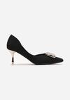 Cizme negre cu toc stiletto cu decor de zirconiu și perle Lenova