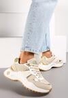 Sneakers bej cu imprimeu din material cu inserții strălucitoare și metalice Thermia