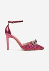 Fucsia Sclipici Tocuri cu Fundă Ornamentată cu Pietre Strass Rithana