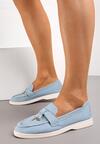 Mocasini Denim Albastri cu Pandantiv Toc Plat Wilinae