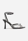 Sandale Negre Transparente cu Toc Stiletto cu Fundă cu Zirconiu și Cataramă Verisa