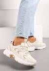 Sneakers Sport Bej din Piele Ecologică cu Barete Decorative Vilirea