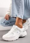 Sneakerși Sport Albi-Argintii din Imitatie de Piele cu Barete Decorative Vilirea