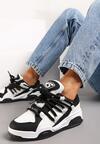 Sneakerși Negri cu Talpă Groasă din Imitatie de Piele cu Șireturi Groase Virinal