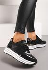 Sneakers Negri cu Sclipici pe Talpă Groasă Ornamentală Rilveia