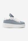 Sneakers Albastri pe Platformă cu Pietre Strălucitoare și Limbă Lată Esirel