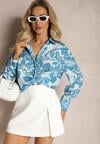 Ciemnoniebieska Koszula Oversize w Kwiatowy Print Boinea