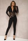 Blugi Negri Skinny Push Up cu Pietre Lervina