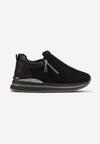 Sneakers Negri Ornați cu Strasuri și Inserție Metalică la Platformă Zolvina