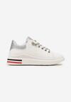 Sneakers Argintiu-Alb cu Sclipici și Pietre Strass cu Șireturi Nilena