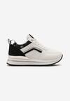 Sneakerși Albi-Negri cu Șiret Talpă Groasă Paiete și Sclipici Zallie