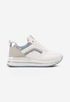 Sneakers Alb-Bleu cu Șireturi pe Talpă Groasă cu Paiete și Sclipici Zallie