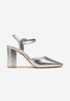 Elegante Pantofi Argintii cu Toc Devana