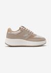 Sneakers bej deschis cu talpă groasă și sclipici Gelnia