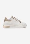 Sneakers Albi-Aurii cu Sclipici și Pietre Strass cu Șireturi Nilena