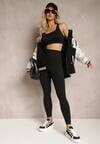 Czarne Legginsy High Waist z Szeroką Gumką w Talii Aithala