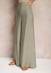 Pantaloni Casual Verde Larghi cu Elastic in Talie Indala
