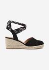 Sandale Espadrile Negre cu Platformă Înaltă și Legate la Glezna Mirilthe
