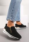 Sneakers Negri pe Platformă Ornamentală cu Fermoar și Inserție Metalică Latrisse