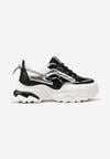 Sneakers Negru-Alb cu șiret Ornamental și Pietre pe Talpă Groasă Fionalee