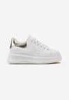 Sneakers Albi-Aurii pe Talpă Groasă cu Perforare și Decorațiune Ursuleț de Cauciuc Aireth