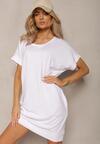 Biała  T-shirtowa Sukienka Pudełkowa z Elastycznej Bawełny Ellensa