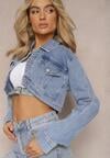 Jachetă Denim Casual Albastră cu Spate Mai Lung și Nasturi Ismerin