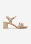 Sandale bej cu toc și barete decorative Windalyn