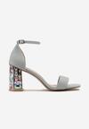 Sandale Albastre din Piele Întoarsă Ecologică pe Toc Stiletto Decorativ cu Pietre și Cataramă Selle