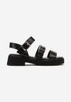 Sandale Negre din Imitatie de Piele cu Talpa Plata Barete și Catarame Afitlia