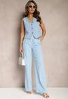Niebieskie Garniturowe Spodnie High Waist z Kieszeniami Blathe