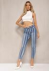 Blugi Skinny Albastru cu Imprimeu în Dungi Klefiana