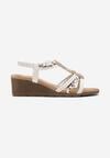 Sandale Albe cu Platforma si Pietre Strass Eredia