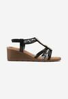 Sandale Negre Slip-On cu Pietre pe Platformă Eredia